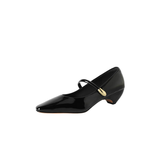 Vintage French Square-Toe Mary Jane Block Heels