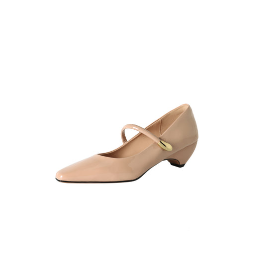 Vintage French Square-Toe Mary Jane Block Heels